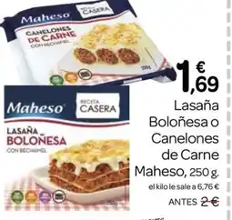 Supermercados El Jamón MAHESO Lasaña Boloñesa o Canelones de Carne oferta