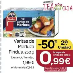 Supermercados El Jamón FINDUS Varitas de Merluza oferta