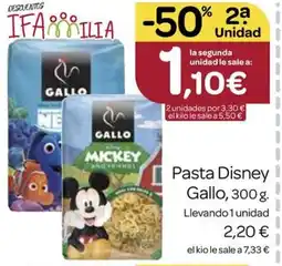Supermercados El Jamón GALLO Pasta Disney oferta