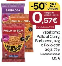 Supermercados El Jamón YATEKOMO Pollo al Curry Barbacoa o Pollo con Soja oferta