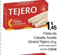 Supermercados El Jamón TEJERO Filete de Caballa Aceite oferta