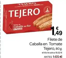 Supermercados El Jamón TEJERO Filete de Caballa en Tomate oferta