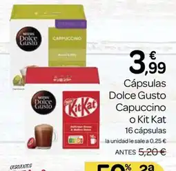 Supermercados El Jamón Cápsulas Dolce Gusto Capuccino o Kit Kat oferta