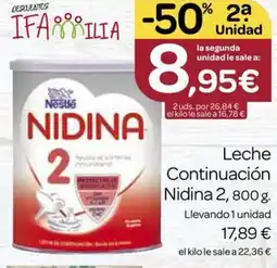 Supermercados El Jamón NIDINA 2 Leche Continuación oferta