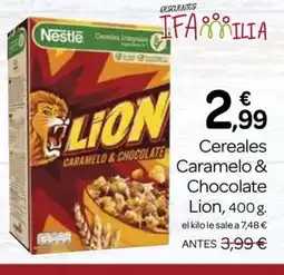Supermercados El Jamón LION Cereales Caramelo & Chocolate oferta