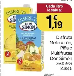 Supermercados El Jamón DON SIMÓN Disfrutas Melocotón Piña o Multifrutas oferta