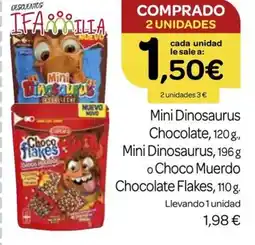 Supermercados El Jamón Mini Dinosaurus Chocolate Mini Dinosaurus o Choco Muerdo Chocolate Flakes oferta