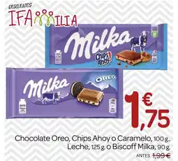 Supermercados El Jamón MILKA Chocolate Oreo, Chips Ahoy o Caramelo Leche o Biscoff oferta