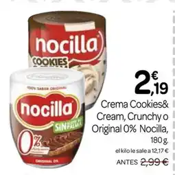 Supermercados El Jamón NOCILLA Crema Cookies& Cream, Crunchy o Original 0% oferta
