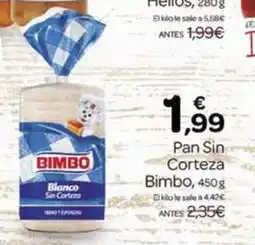Supermercados El Jamón BIMBO Pan Sin Corteza oferta