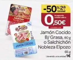 Supermercados El Jamón ELPOZO Jamón Cocido B/Grasa o Salchichón Nobleza oferta