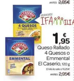 Supermercados El Jamón EL CASERIO Queso Rallado 4 Quesos o Emmental oferta