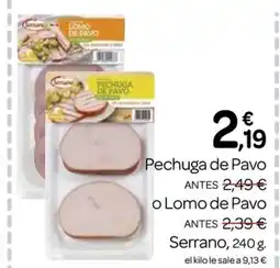 Supermercados El Jamón Pechuga de Pavo oferta