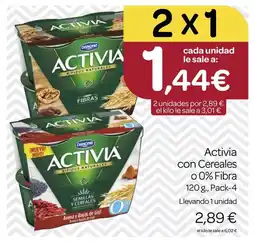 Supermercados El Jamón ACTIVIA con Cereales o 0% Fibra oferta