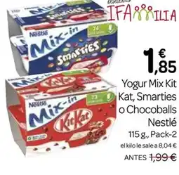 Supermercados El Jamón NESTLÉ Yogur Mix Kit Kat, Smarties o Chocoballs oferta