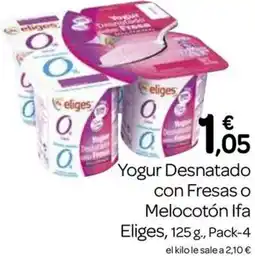 Supermercados El Jamón IFA ELIGES Yogur Desnatado con Fresas o Melocotón oferta