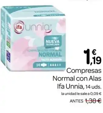 Supermercados El Jamón IFA UNNIA Compresas Normal con Alas oferta