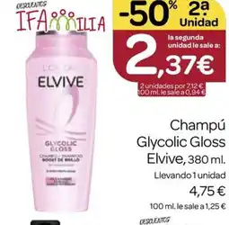 Supermercados El Jamón ELVIVE Champú Glycolic Gloss oferta