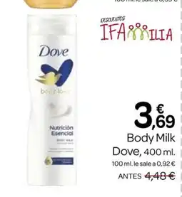 Supermercados El Jamón DOVE Body Milk oferta