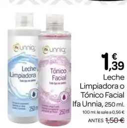Supermercados El Jamón IFA UNNIA Leche Limpiadora Tónico Facial oferta