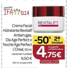 Supermercados El Jamón Crema Facial Hidratante Revitalif Antiarrugas,Día Age Perfect o Noche Age Perfect oferta