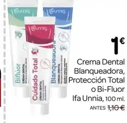 Supermercados El Jamón IFA UNNIA Crema Dental Blanqueadora, Protección Total o Bi-Fluor oferta