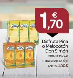 Supermercados El Jamón DON SIMÓN Disfruta Piña o Melocotón oferta