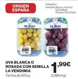 Hipercor Uva blancao rosada con semilla la vendimia oferta