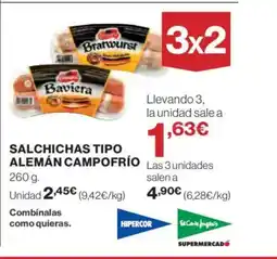Hipercor CAMPOFRÍO Salchichas tipo alemán oferta
