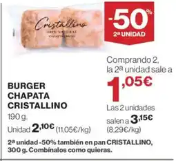 Hipercor CRISTALLINO Burger chapata oferta