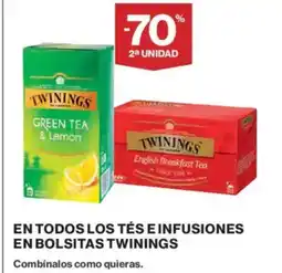 Hipercor TWININGS En todos los tés e infusiones en bolsitas oferta
