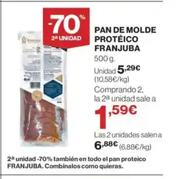 Hipercor Pan de molde protéico franjuba oferta