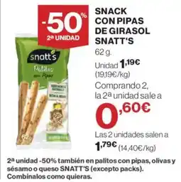 Hipercor SNATT'S Snack con pipas de girasol oferta