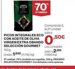 Hipercor Picos integrales eco con aceite de oliva virgen extra obando selección gourmet oferta
