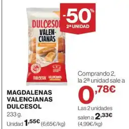 Hipercor DULCESOL Magdalenas valencianas oferta
