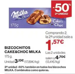 Hipercor MILKA Bizcochitos cake & choc oferta