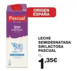 Hipercor PASCUAL Leche semidesnatada sin lactosa oferta