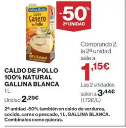 Hipercor GALLINA BLANCA Caldo de pollo 100% natural oferta