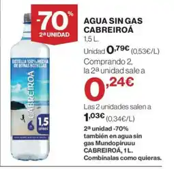 Hipercor CABREIROÁ Agua sin gas oferta