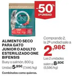 Hipercor Alimento seco para gato junior o adulto esterilizado one bifensis oferta