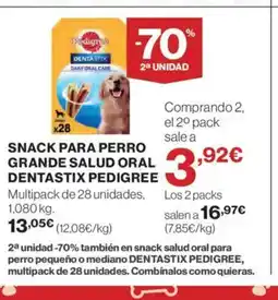 Hipercor PEDIGREE Snack para perro grande salud oral dentastix oferta