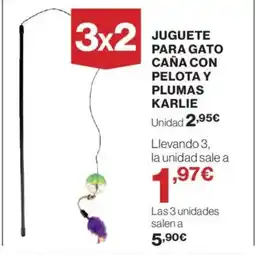 Hipercor Juguete para gato caña con pelota y plumas oferta