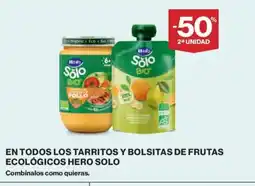 Hipercor HERO SOLO En todos los tarritos y bolsitas de frutas ecológicos oferta