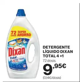 Hipercor Detergente líquido dixan total 4 +1 oferta