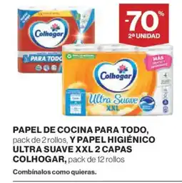 Hipercor COLHOGAR Papel de cocina para todo, y papel higienico ultra suave xxl 2 capas oferta