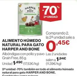 Hipercor Alimento húmedo natural para gato harper and bone oferta