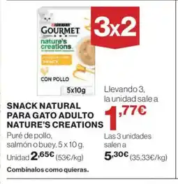 Hipercor Snack natural para gato adulto nature's creations oferta