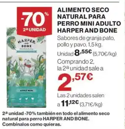 Hipercor Alimento seco natural para perro mini adulto harper and bone oferta