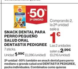 Hipercor PEDIGREE Snack dental para perro pequeño salud oral dentastix oferta