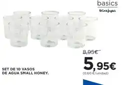 Hipercor Set de 10 vasos de agua small honey oferta